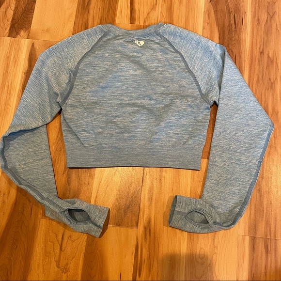 women’s best move long sleeve crop in blue marl - Picture 5 of 5